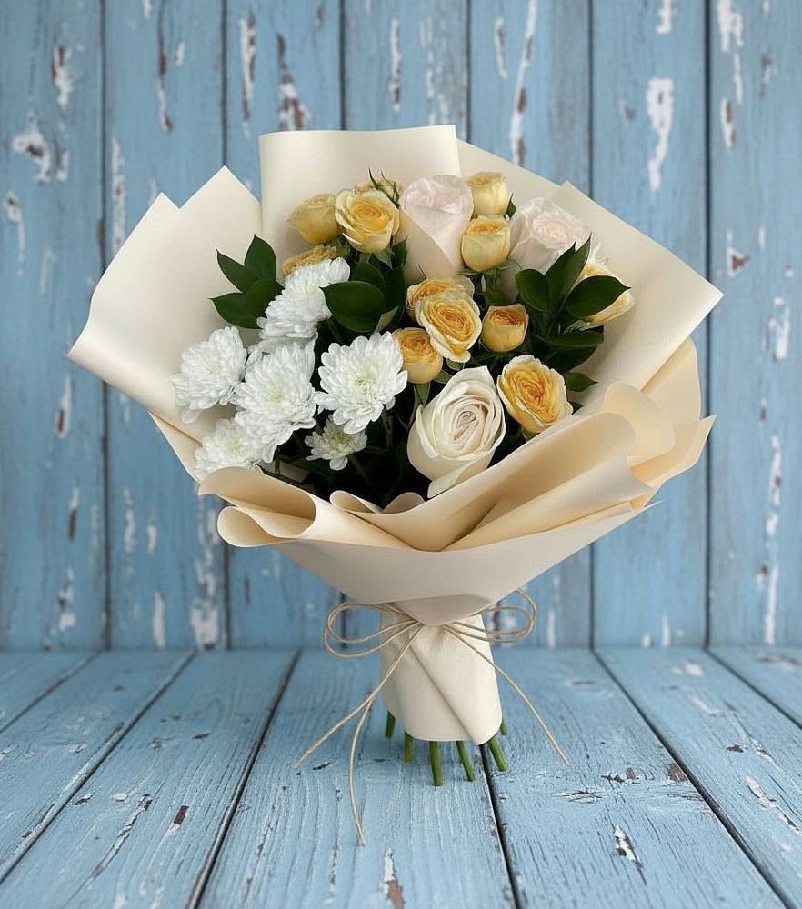 Букет цветов из: Розы и Хризантемы в Вязовое