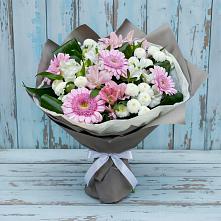 Букет цветов из:  Герберы, Альстромерии и Хризантемы в Вязовое
