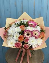 Букет цветов из:  Розы, Герберы и Хризантемы в Вязовое
