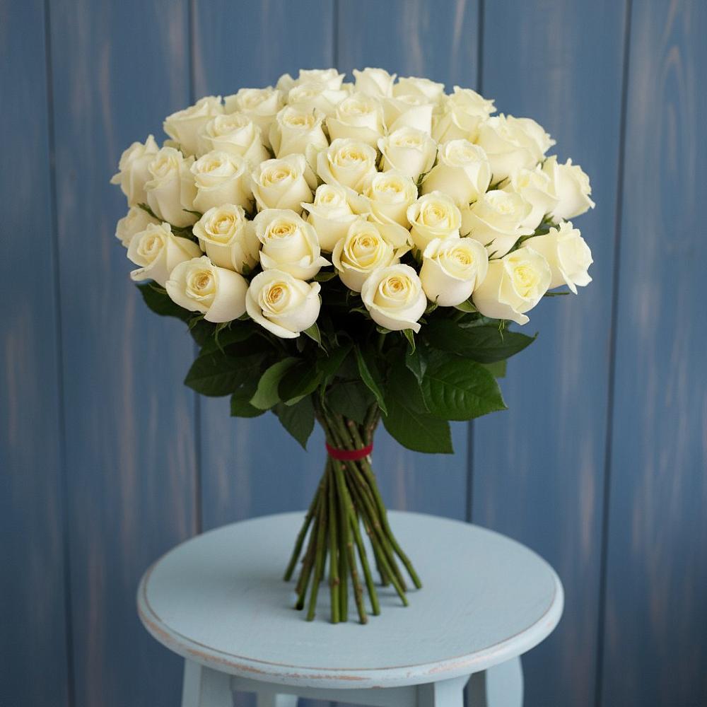 Букет 51 Белая роза Эдлесс Лав в Вязовое