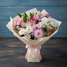 Букет цветов из:  Хризантемы, Альстромерии и Розы в Вязовое