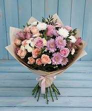 Букет цветов из:  Хризантемы, Розы и Альстромерии в Вязовое