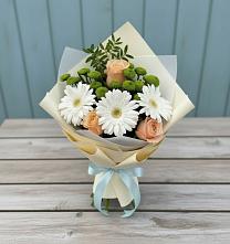 Букет цветов из:  Герберы, Розы и Хризантемы в Вязовое